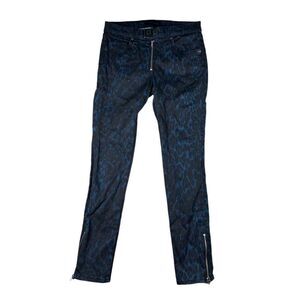 Ramy Brook Kate Leopard Print Mid Rise Moto Skinny Jeans Women's 25